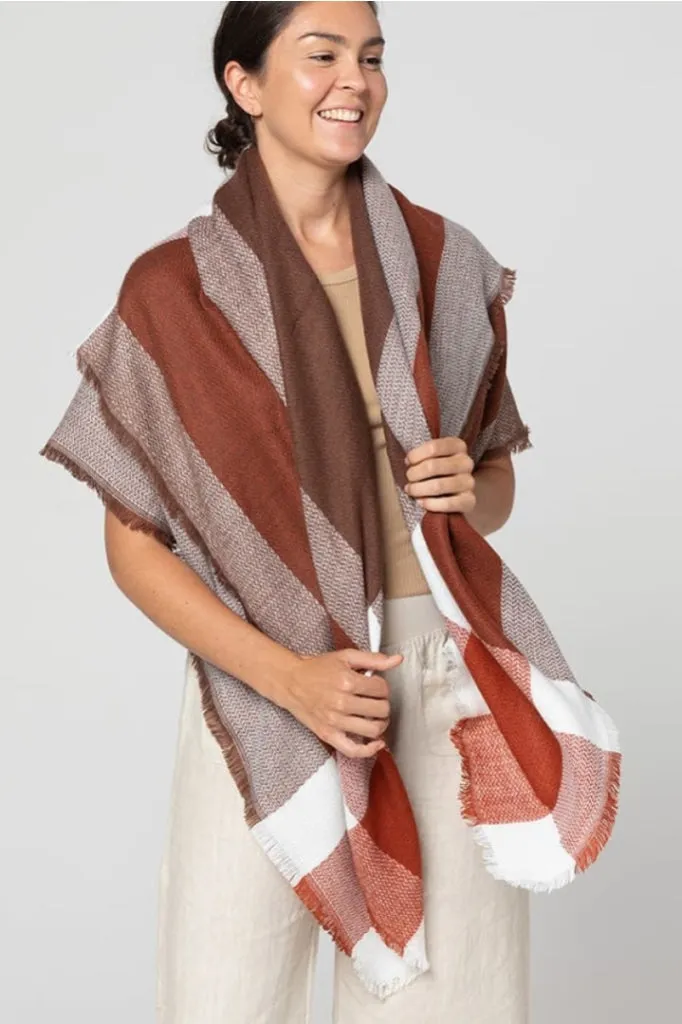 Indus Design - Square Jacquard Scarf - Brick