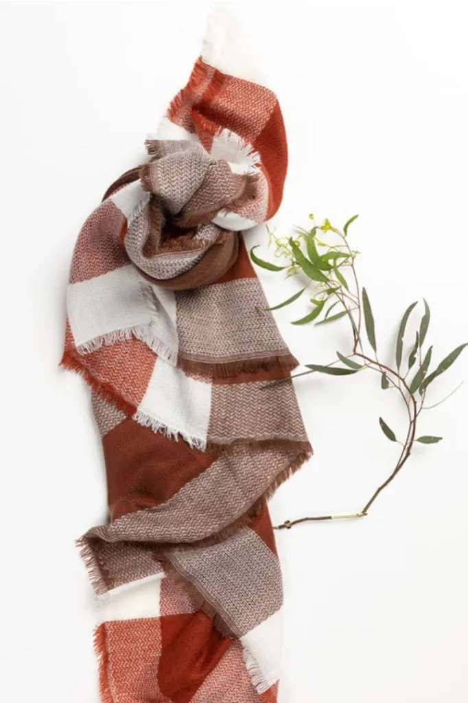 Indus Design - Square Jacquard Scarf - Brick