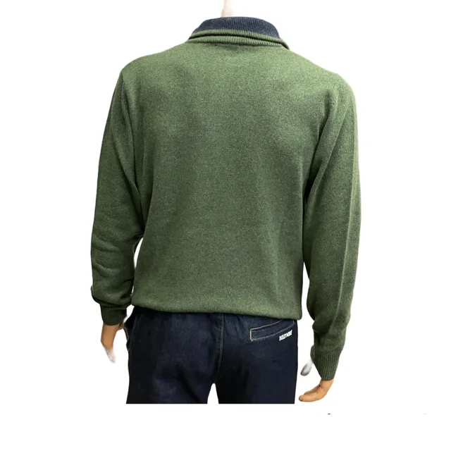 Italian Stories Erba/30Z forest green men's turtleneck half-zip sweater