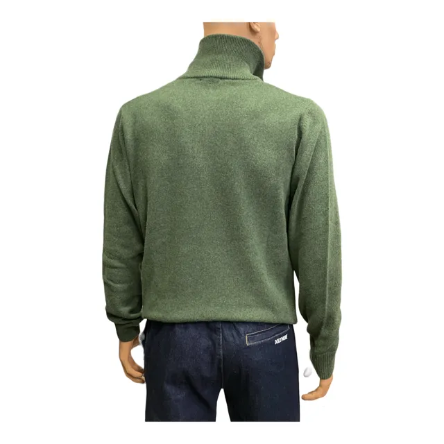 Italian Stories Erba/30Z forest green men's turtleneck half-zip sweater