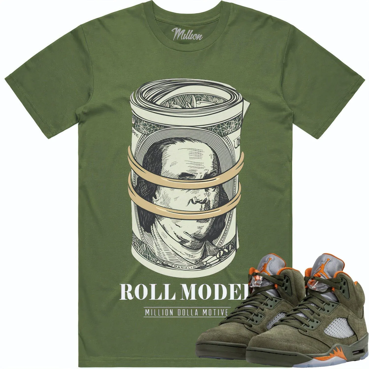 Jordan Retro 5 Olive 5s Shirt to Match - ROLL MODEL