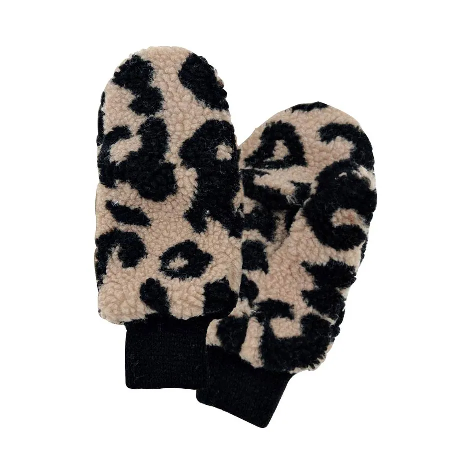 Leopard Teddy Pop Top Mittens