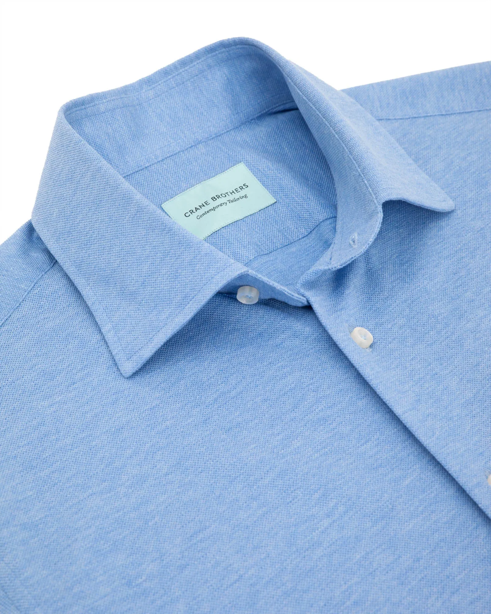 Light Blue Melange Cotton Pique Short Sleeved Shirt