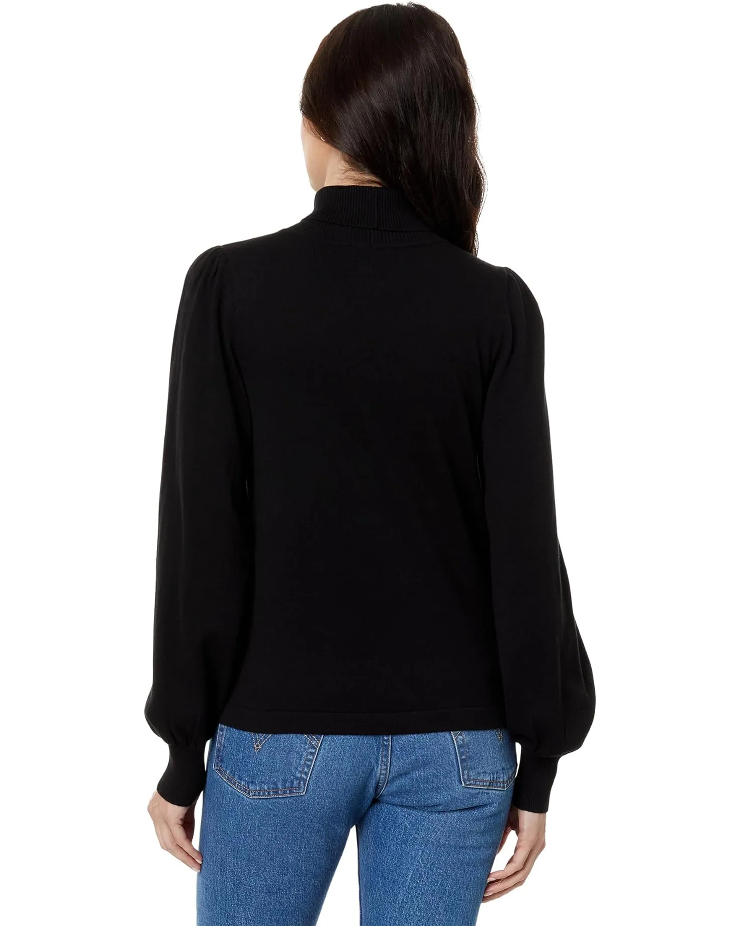 Lilla P Puff Sleeve Turtleneck Sweater - Black