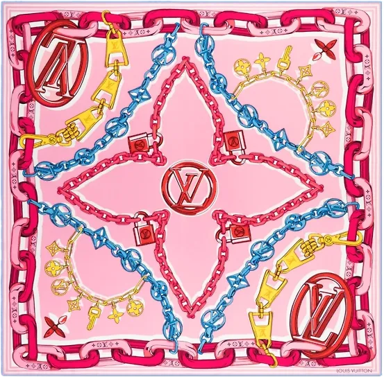 Louis Vuitton Pink / Multi Bejewelled Square 90x90cm Silk Scarf