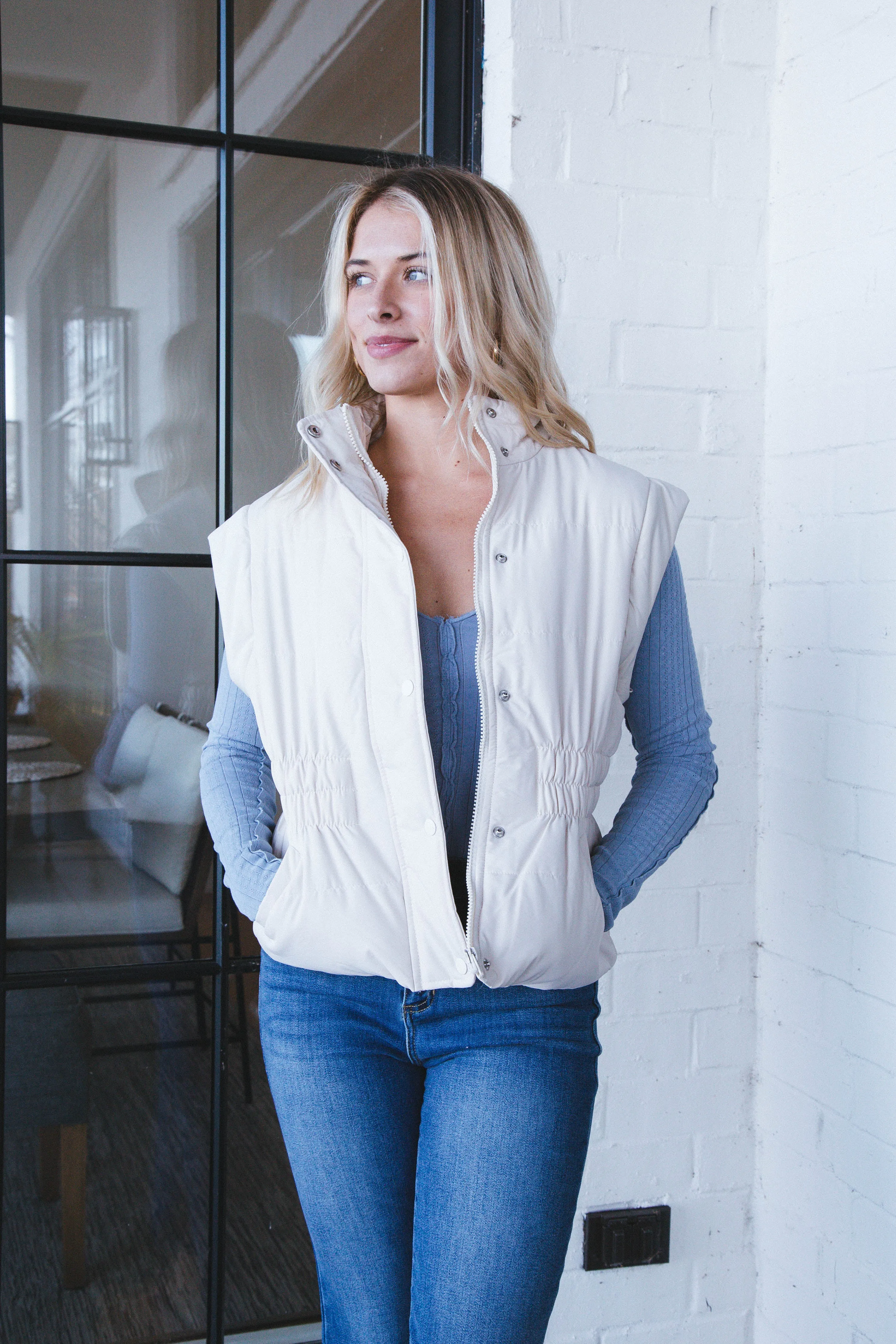 Lover Puffer Jacket & Vest, Cream | Sadie & Sage