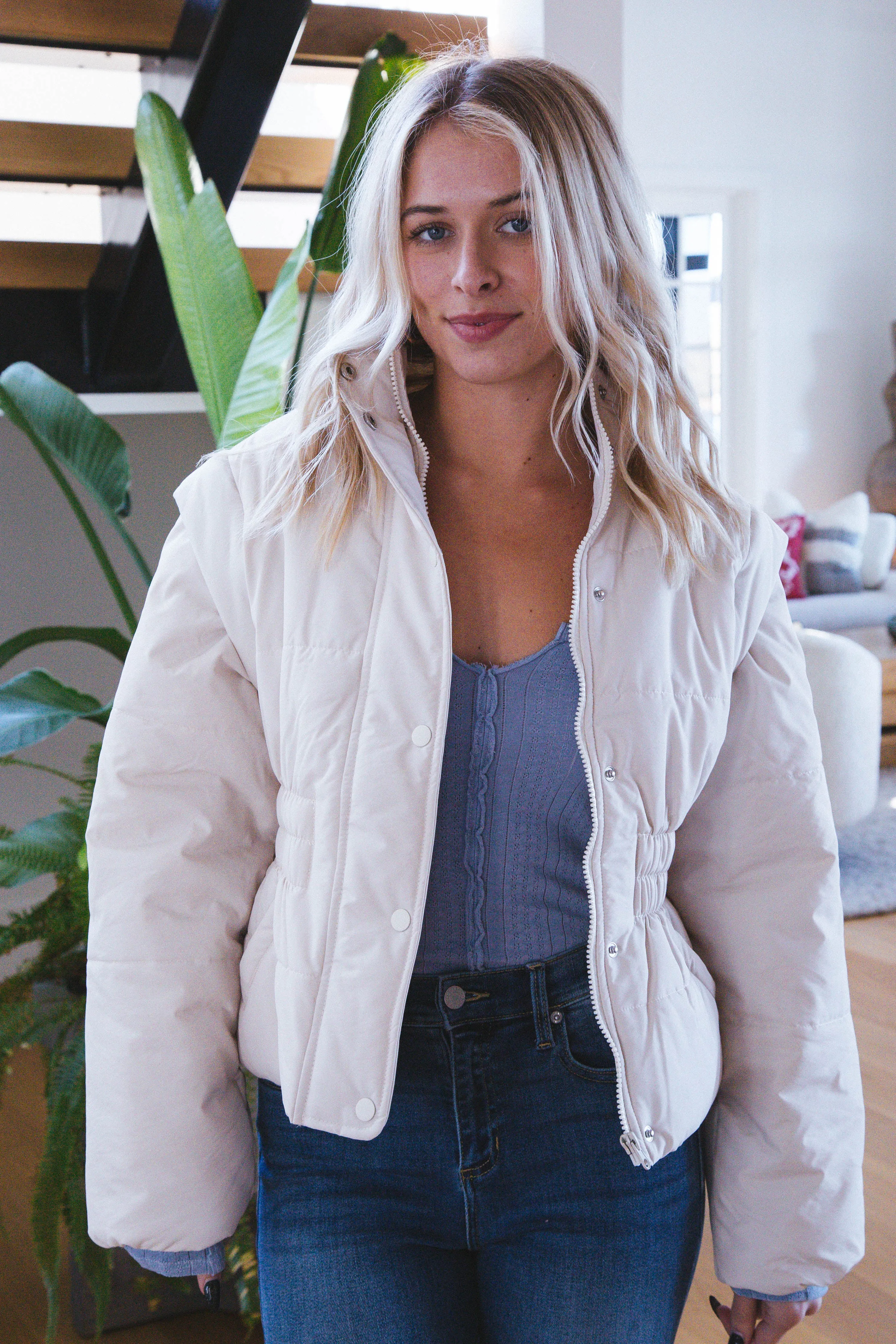 Lover Puffer Jacket & Vest, Cream | Sadie & Sage