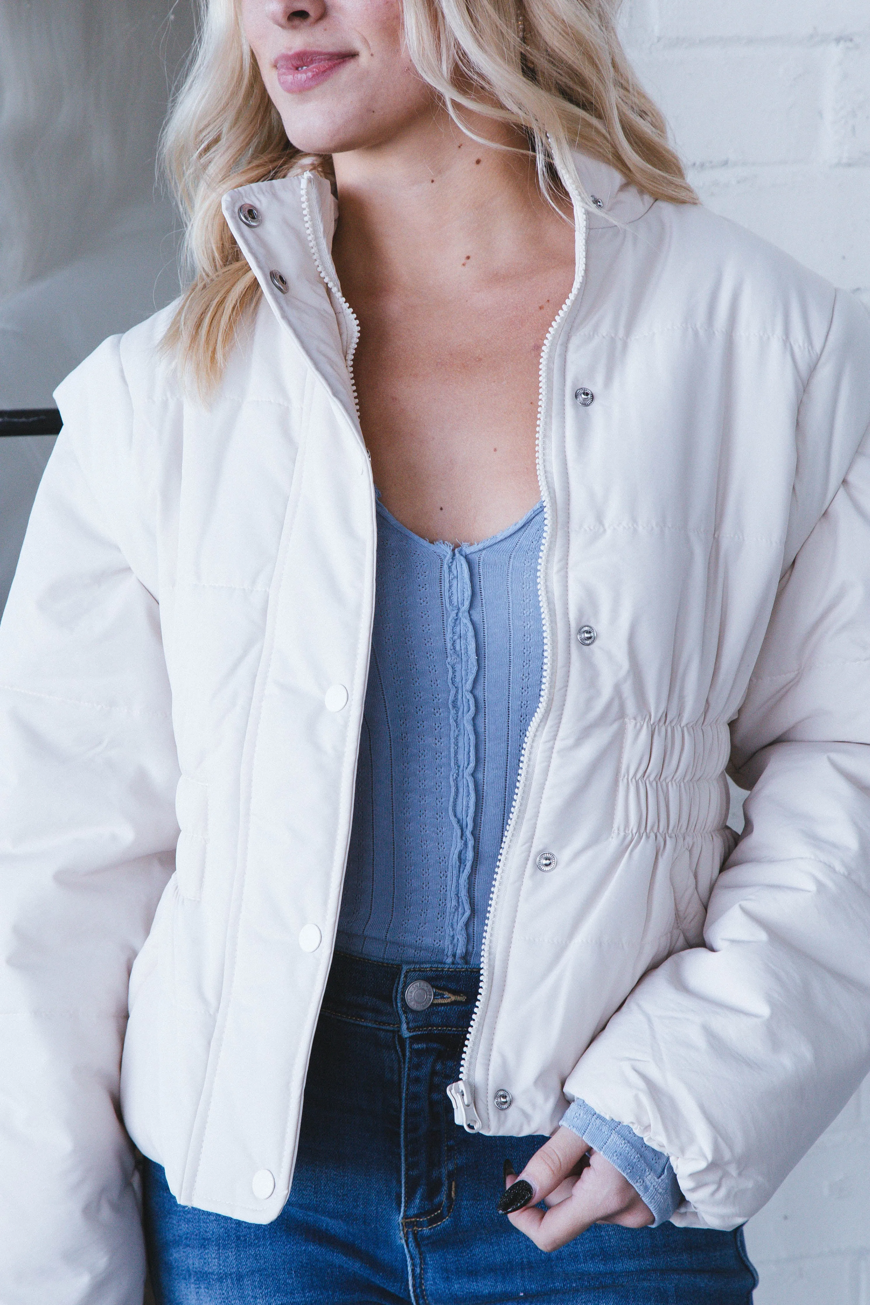 Lover Puffer Jacket & Vest, Cream | Sadie & Sage