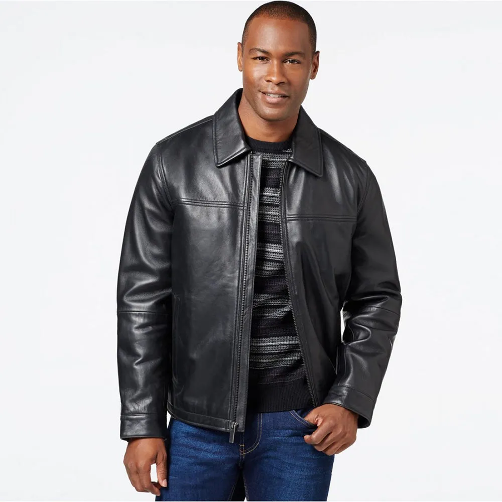 Men's Leather Polo Jacket - Kai