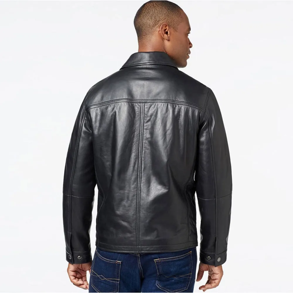 Men's Leather Polo Jacket - Kai