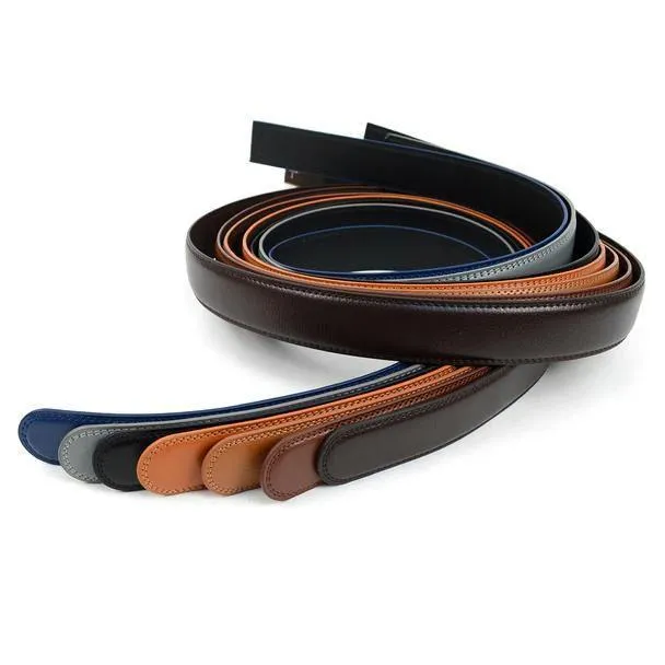 Men's Leather Sliding Buckle Ratchet Auto Lock Belt