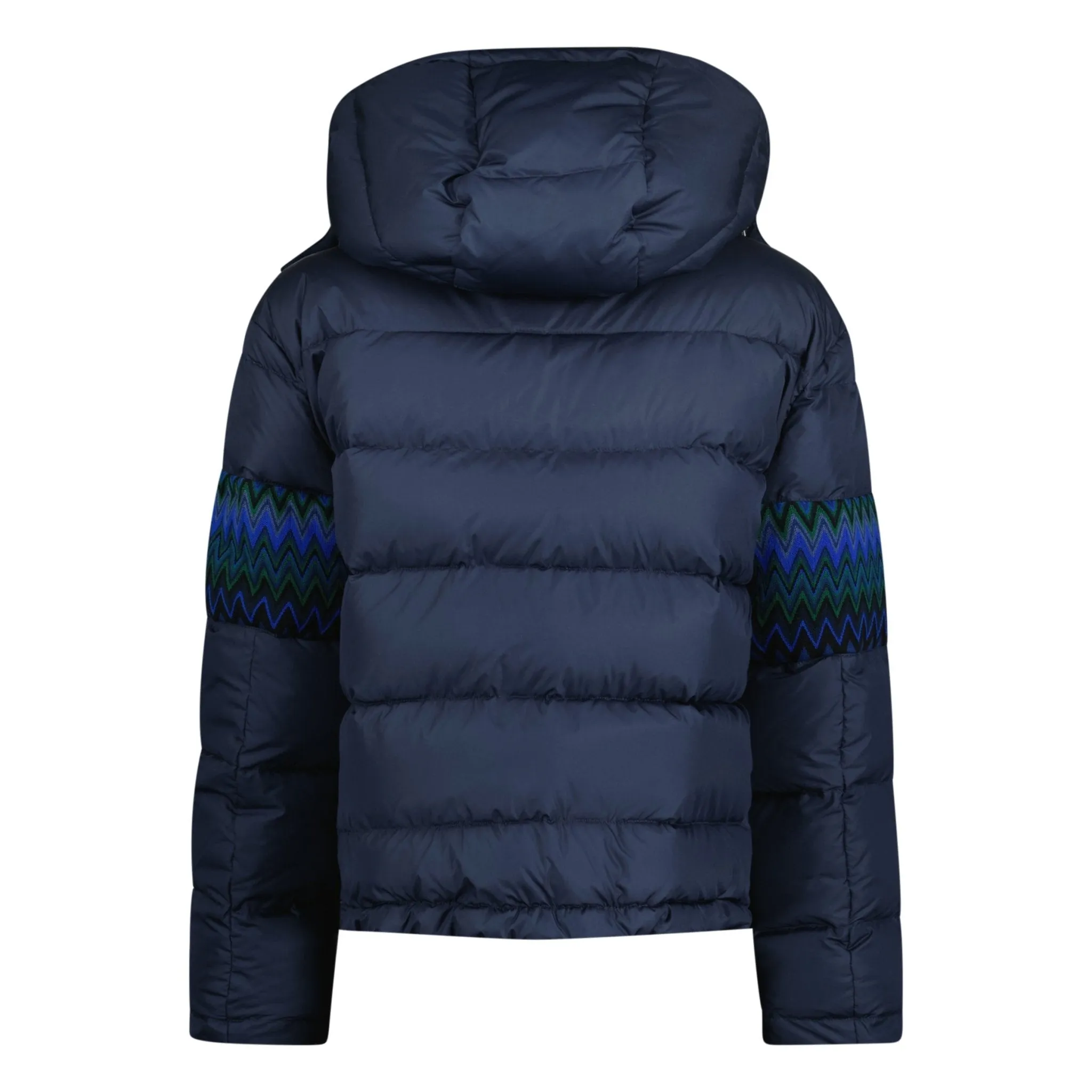 Missoni Hooded Down Jacket Zig Zag Navy