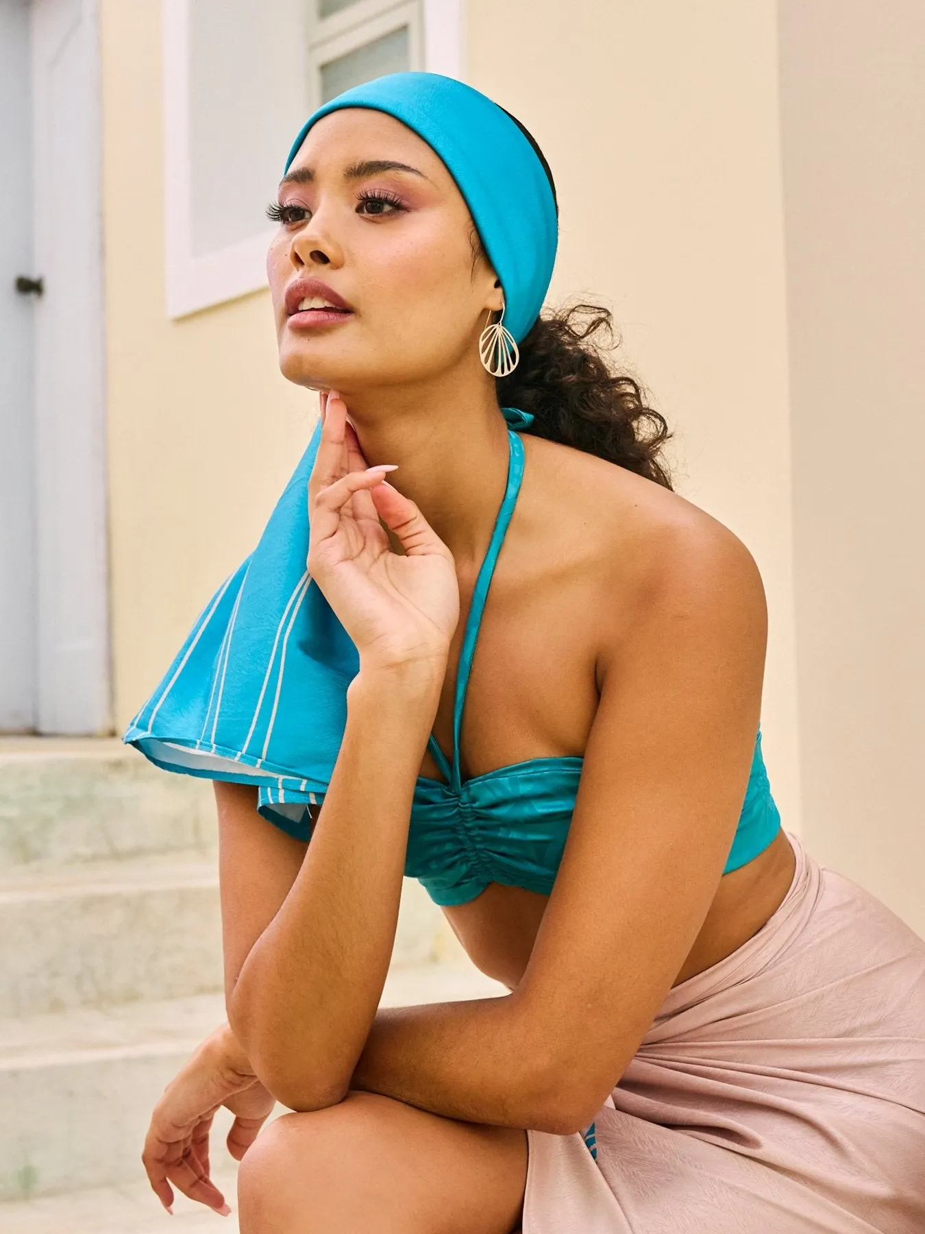 Moussor Headwrap - Palms Blu