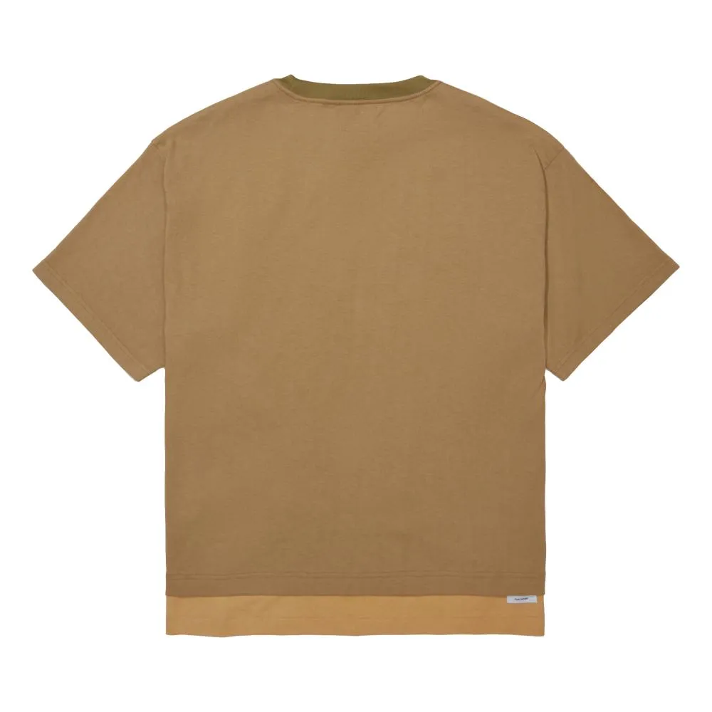 OPEN DIALOGUE DOUBLE LAYER GARMENT DYE T-SHIRT-KHAKI