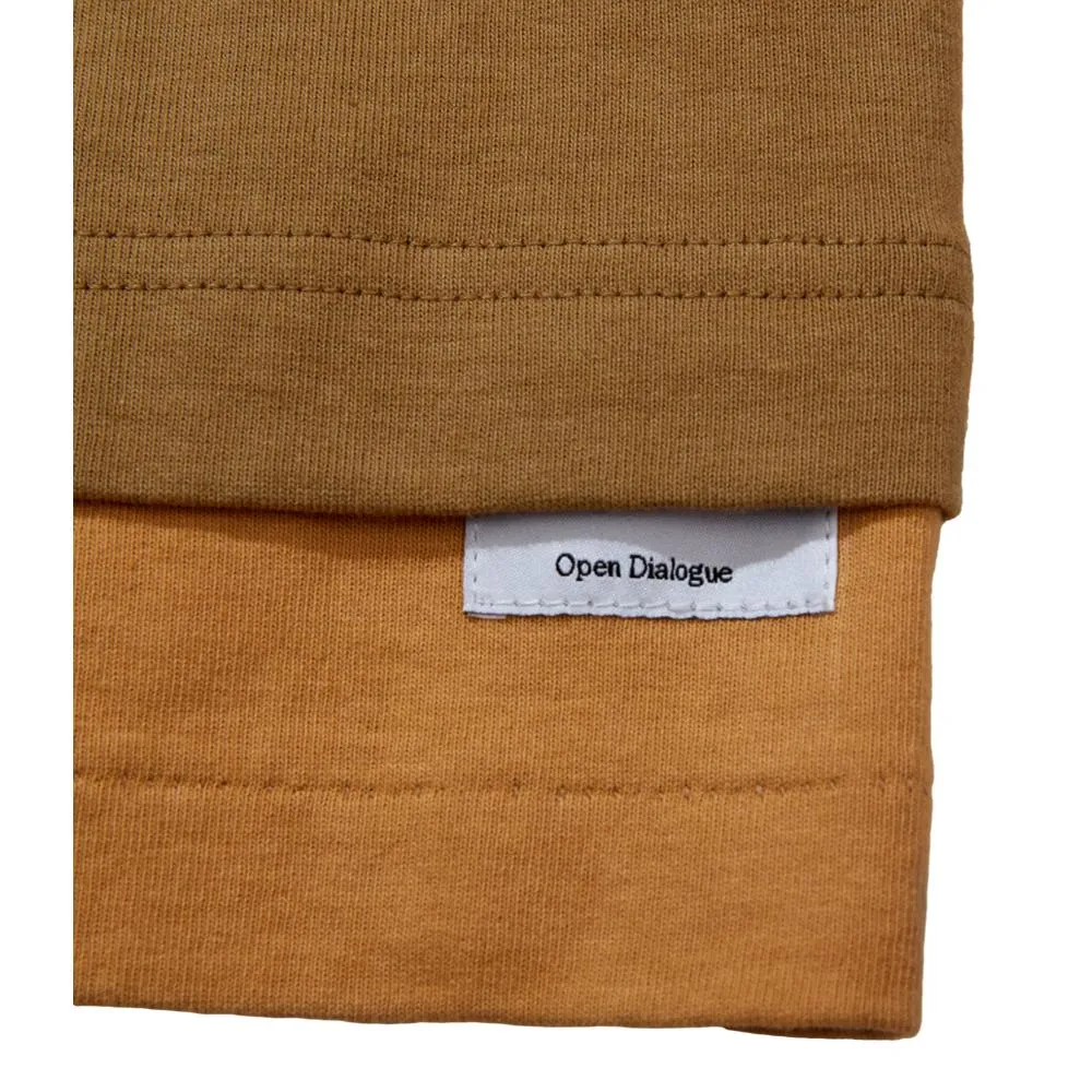 OPEN DIALOGUE DOUBLE LAYER GARMENT DYE T-SHIRT-KHAKI