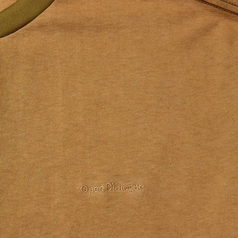 OPEN DIALOGUE DOUBLE LAYER GARMENT DYE T-SHIRT-KHAKI