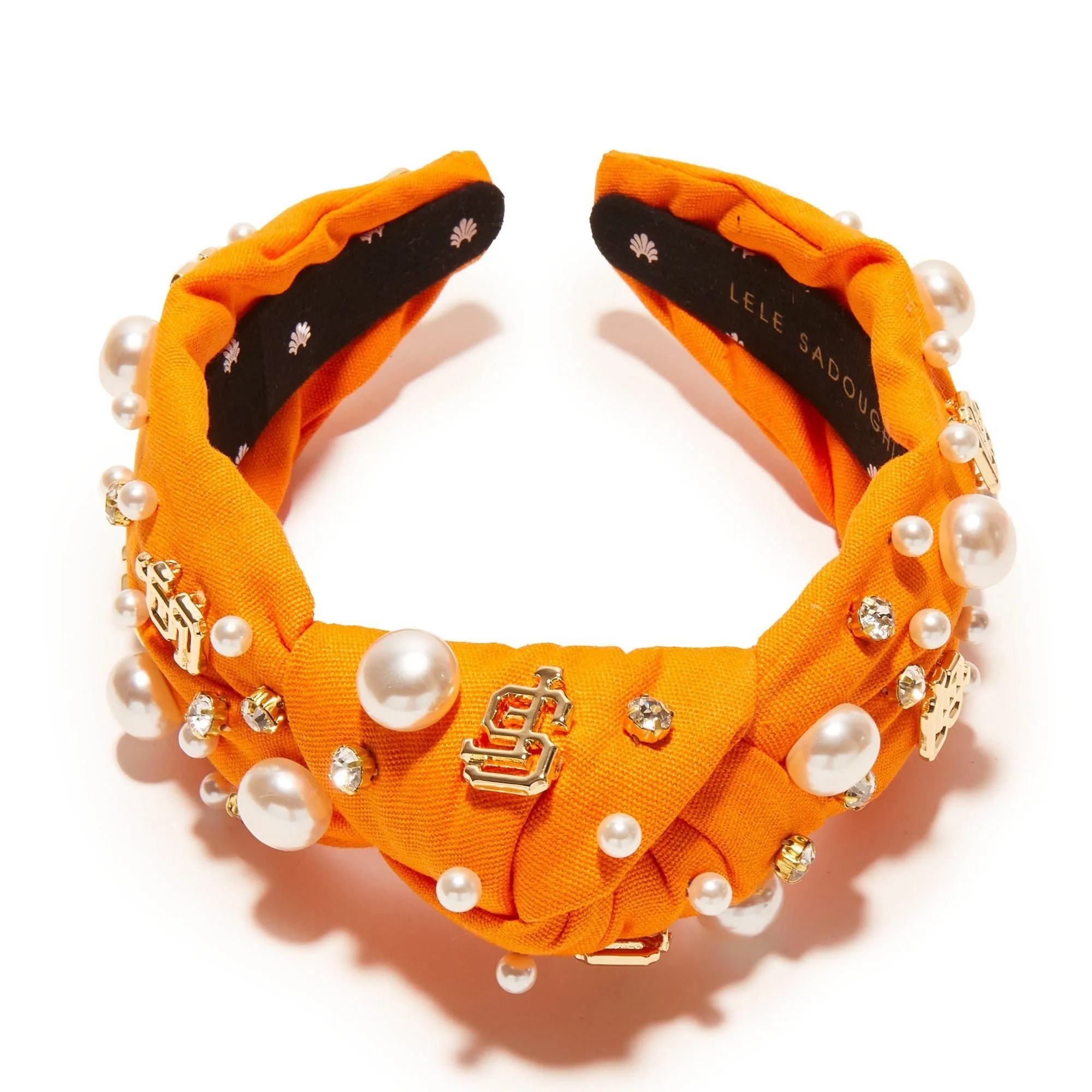 ORANGE SF GIANTS EMBELLISHED KNOTTED HEADBAND