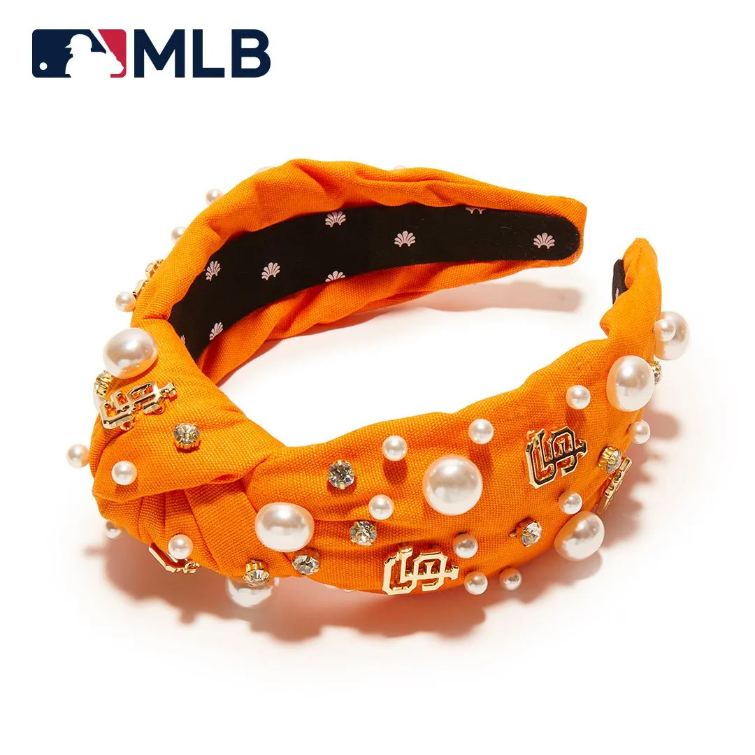 ORANGE SF GIANTS EMBELLISHED KNOTTED HEADBAND