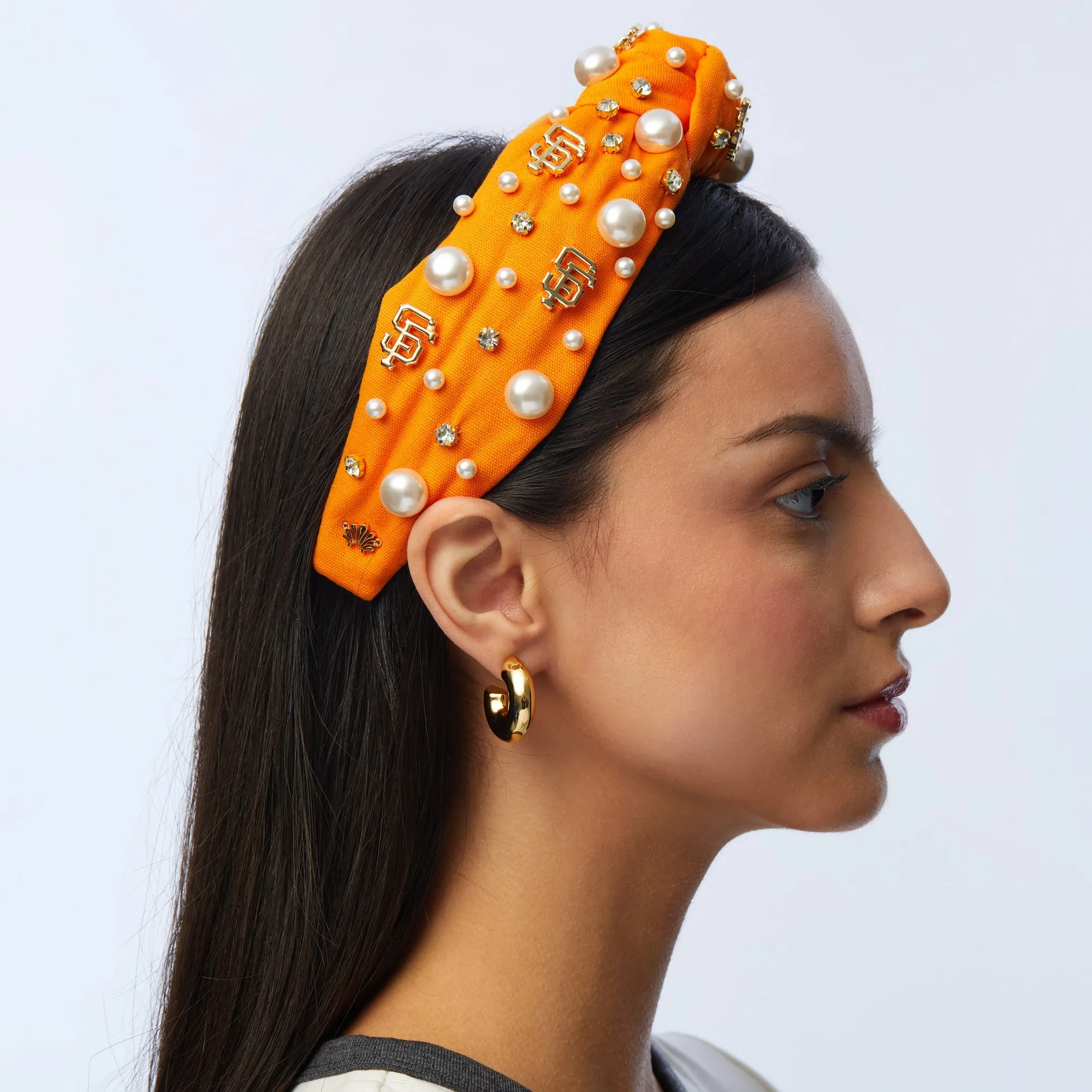 ORANGE SF GIANTS EMBELLISHED KNOTTED HEADBAND