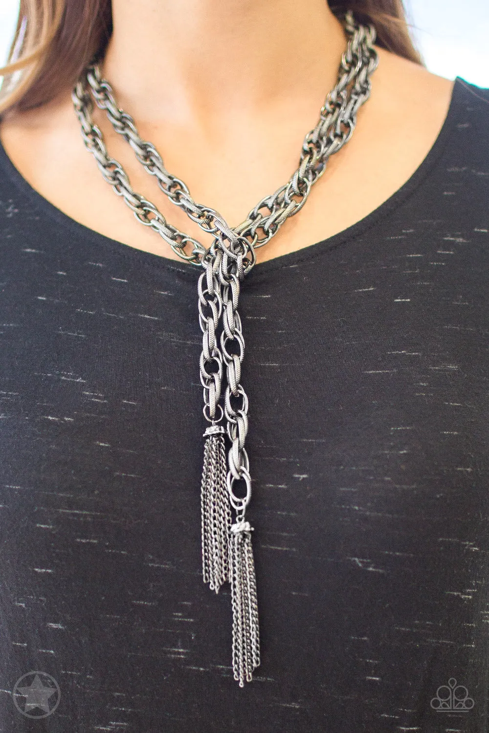 Paparazzi Accessories  - SCARFed for Attention #N884 - Gunmetal Necklace