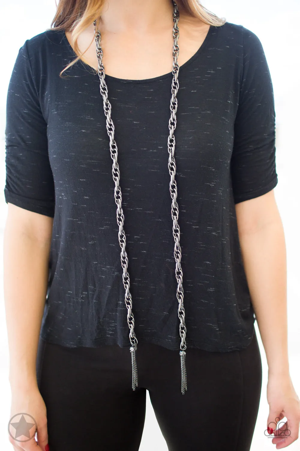 Paparazzi Accessories  - SCARFed for Attention #N884 - Gunmetal Necklace