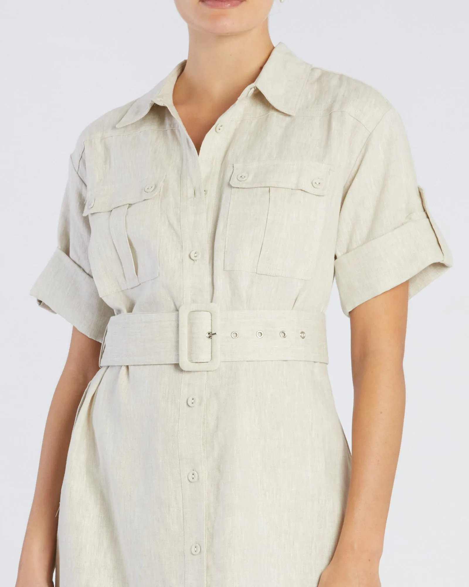 Provence Linen Shirt Dress - Natural