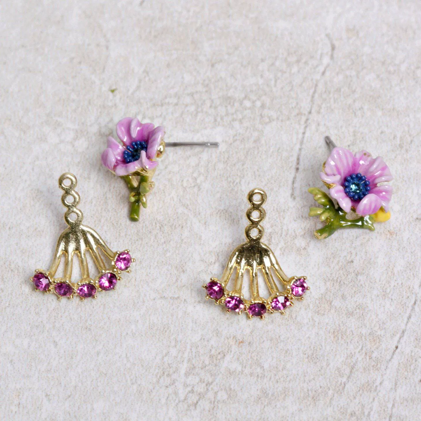 Purple Anemone Earring Set