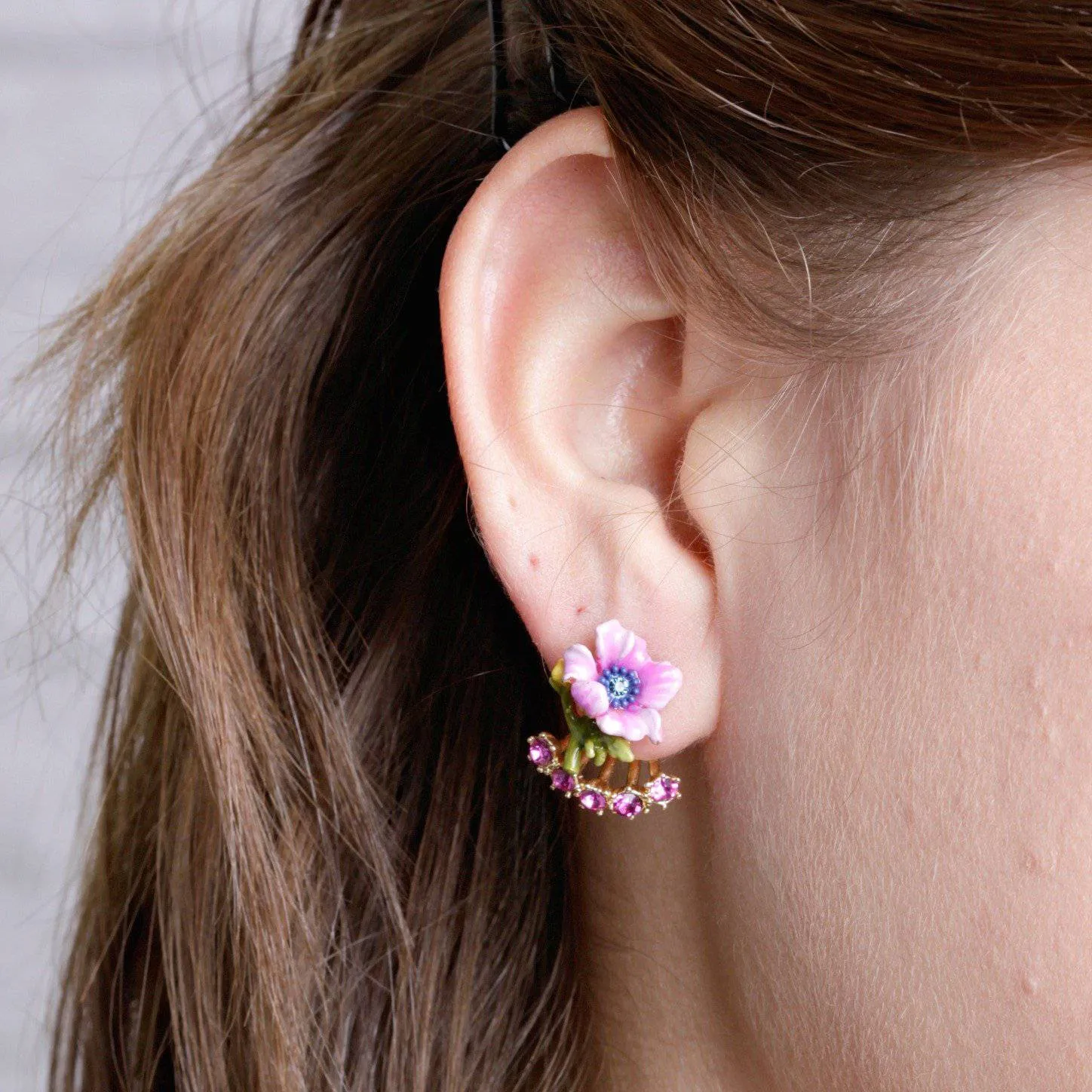 Purple Anemone Earring Set