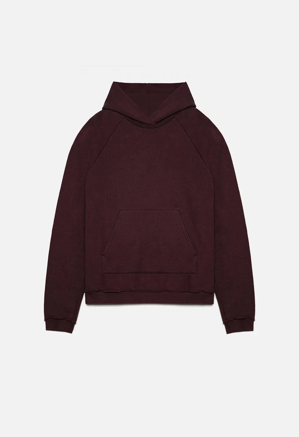 Raw Edge Raglan Hoodie / Maroon