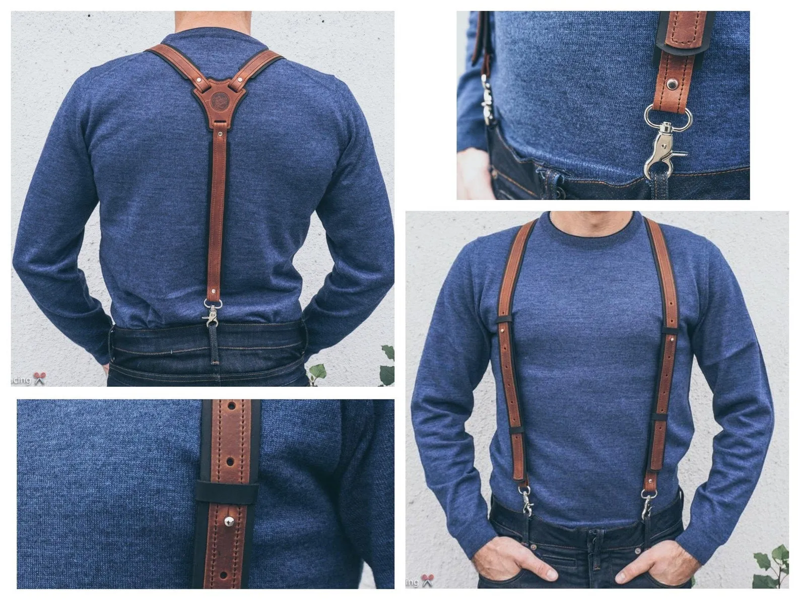 Reinforced Leather Suspenders | Personalized Gift for Men | Handmade