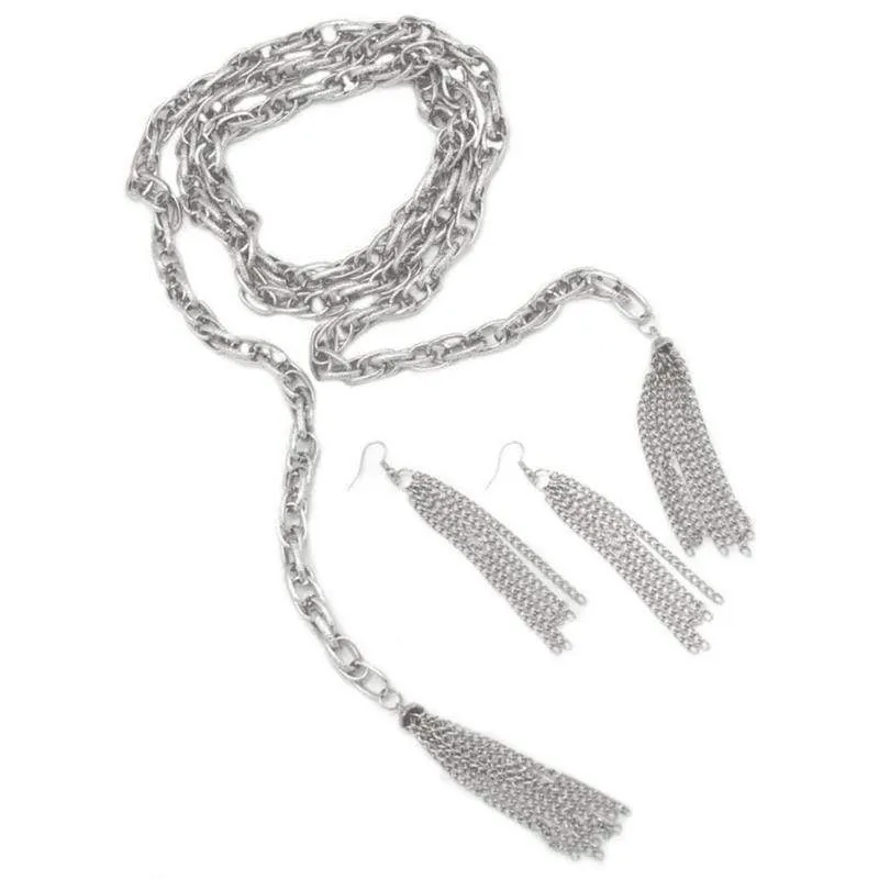 SCARFed for Attention Silver Scarf Necklace