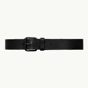 Script Leather Belt - Black