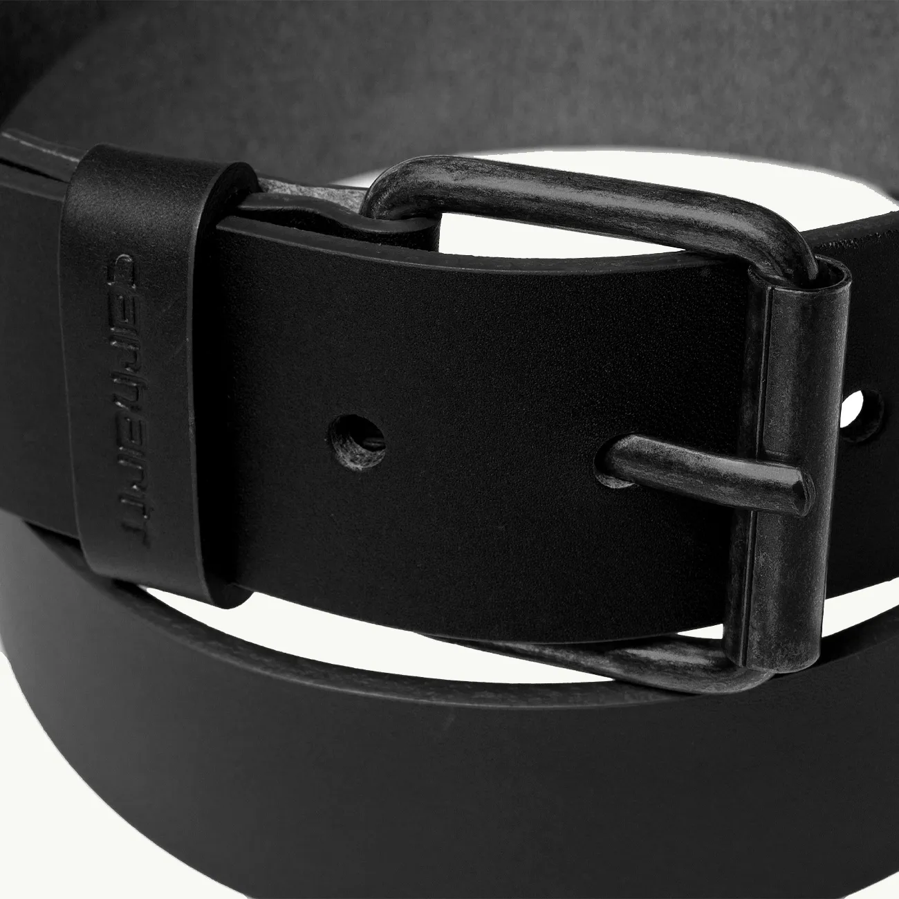 Script Leather Belt - Black