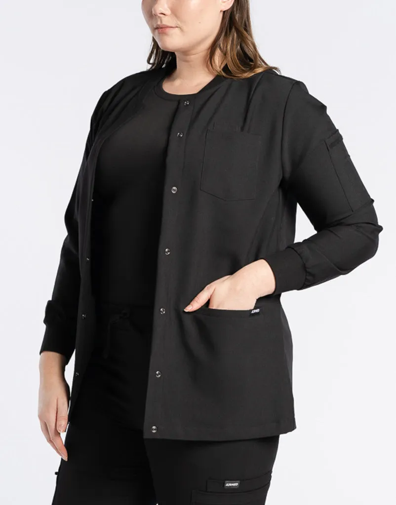 Scrub Jacket Button Up - Black