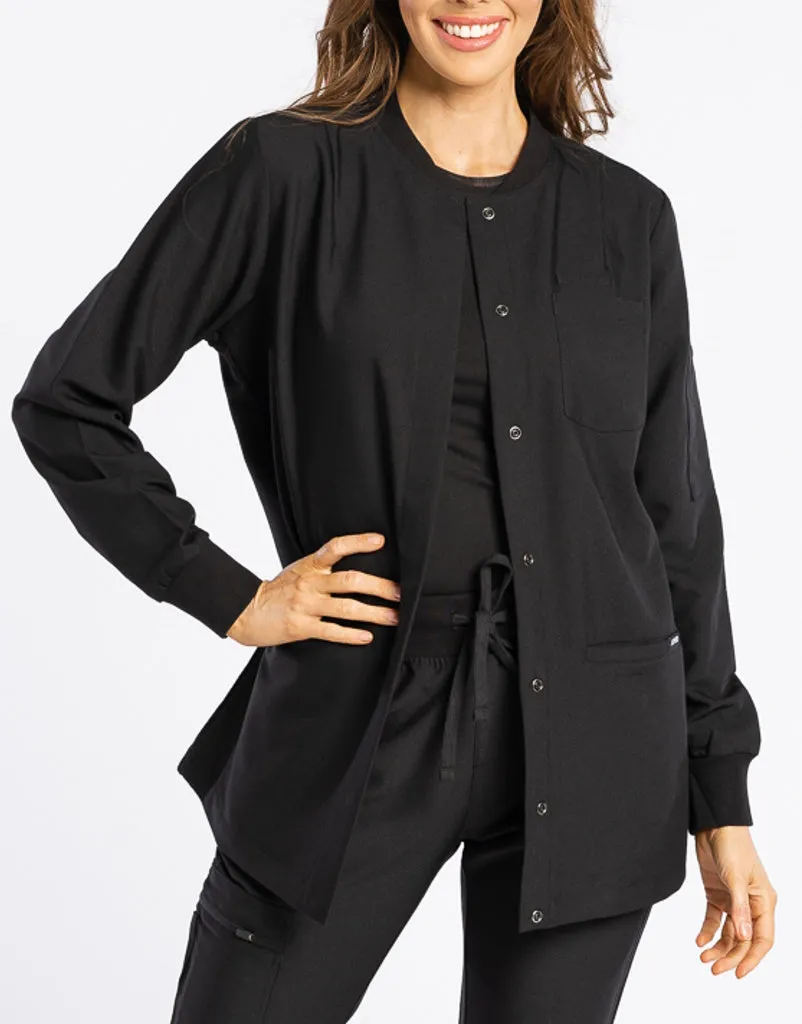 Scrub Jacket Button Up - Black