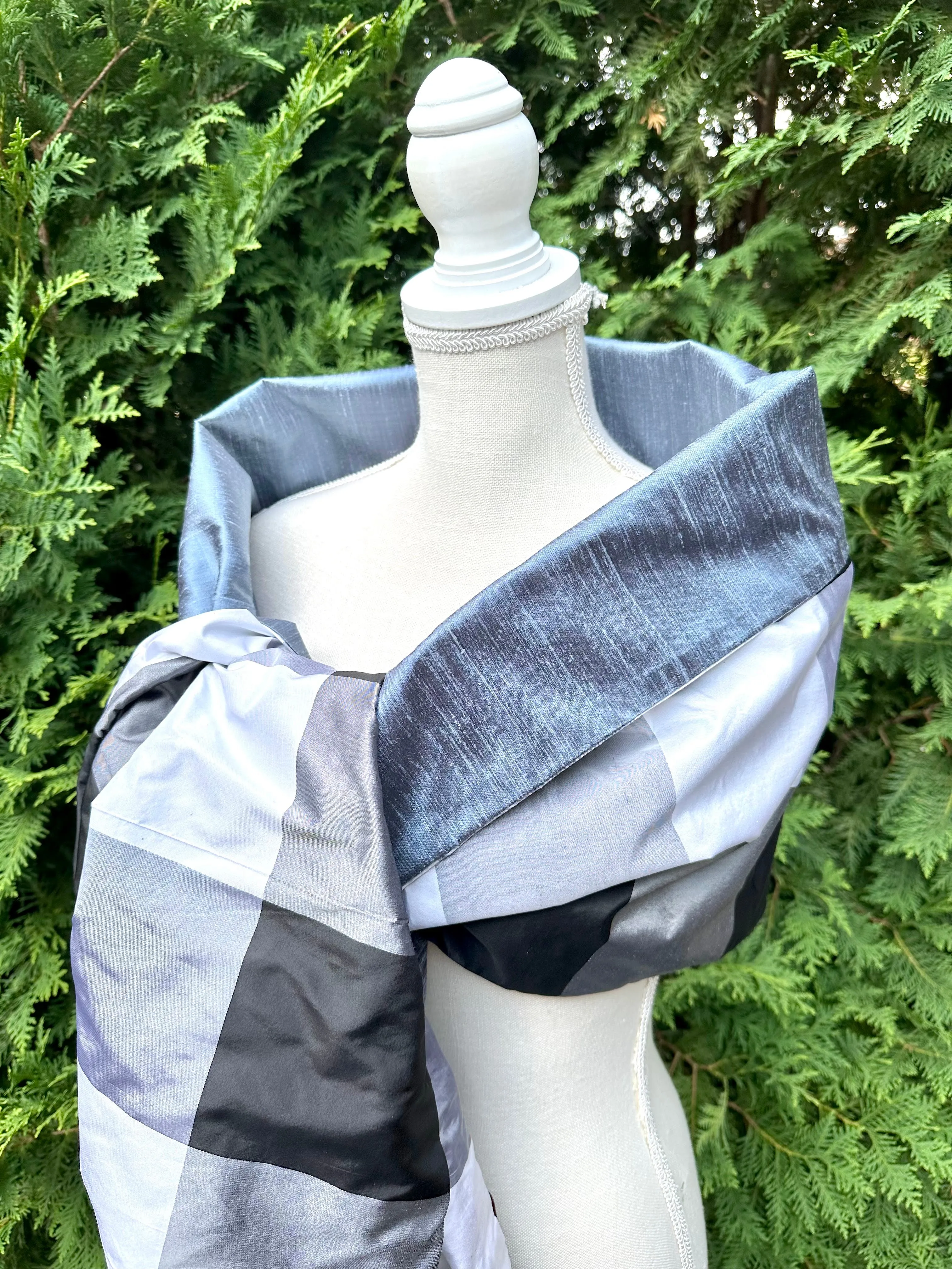 Silk Wrap in Slate and Black Plaid (LW107)