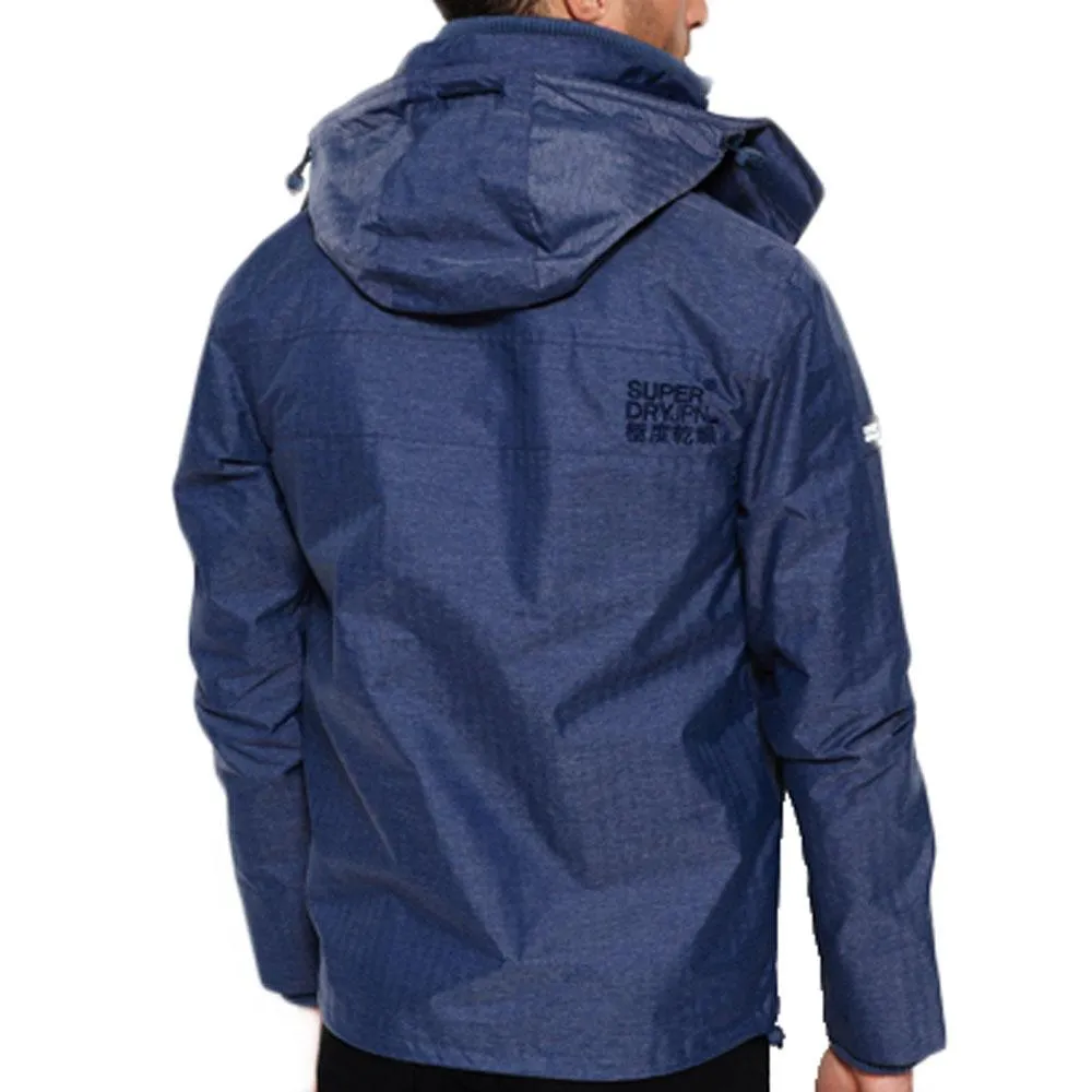 Superdry Mens Tech Hood Wind cheater Zip Jacket - Navy Herringbone