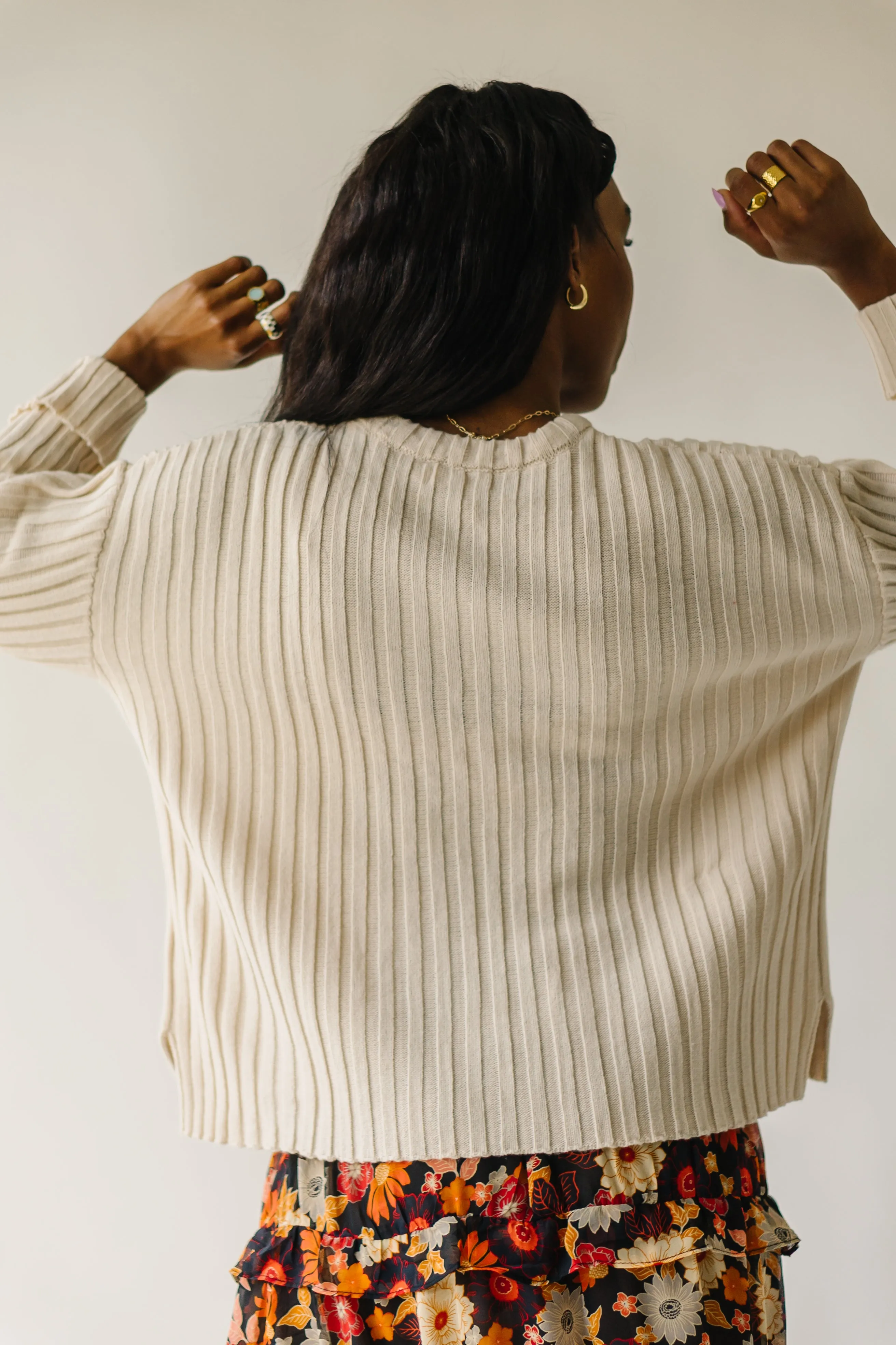 The Una Textured Sweater in Cream