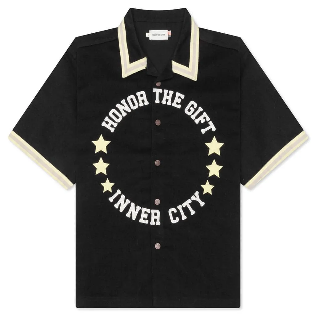 Tradition S/S Snap Button Up - Black