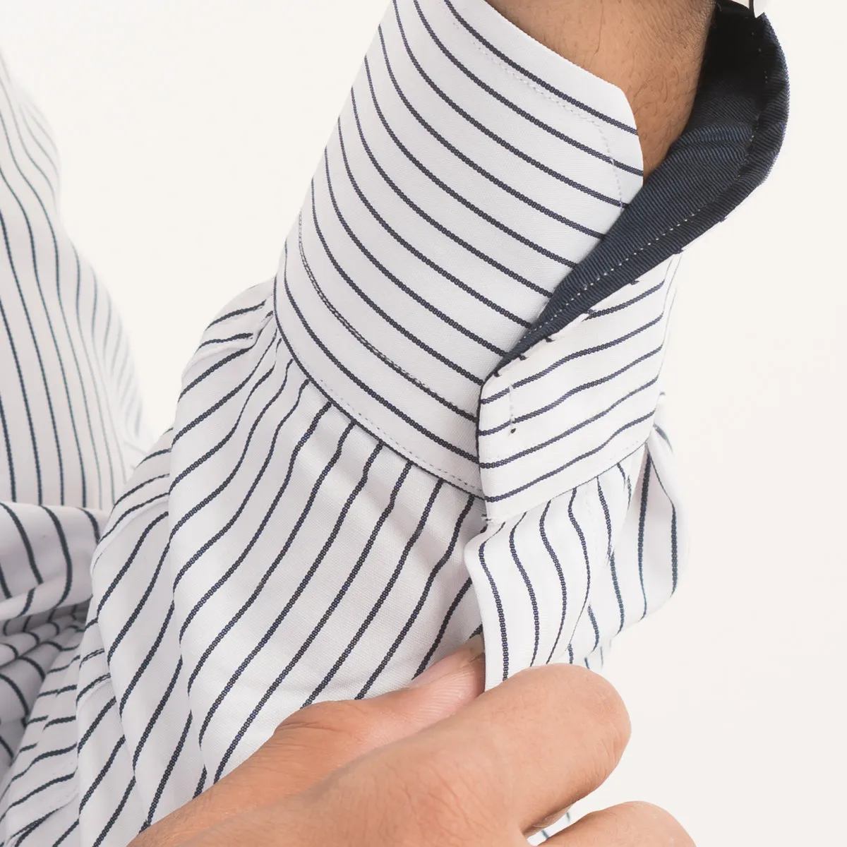 White/Navy Bengal Striped Shirt