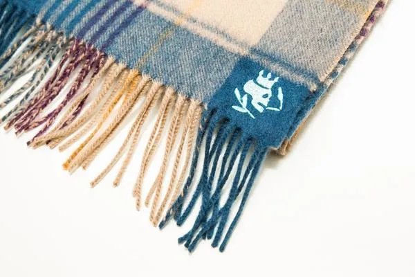 Wool Scarf | Fence Check Blue