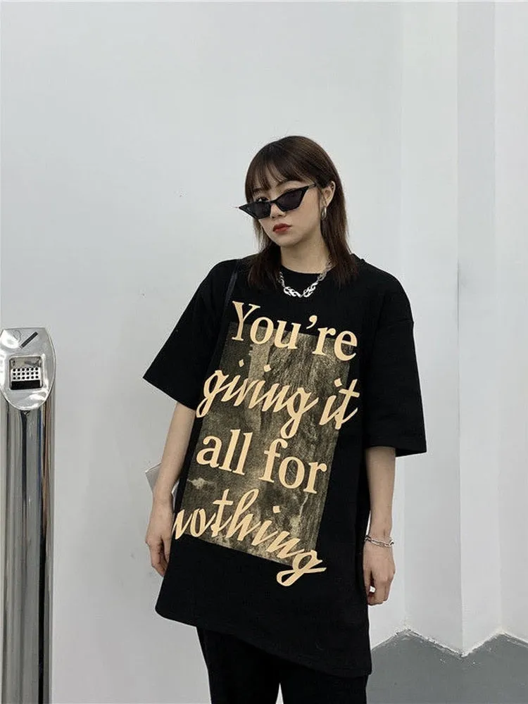 YOU'RE GIVING IT ALL FOR NOTHING Grunge Print Tee