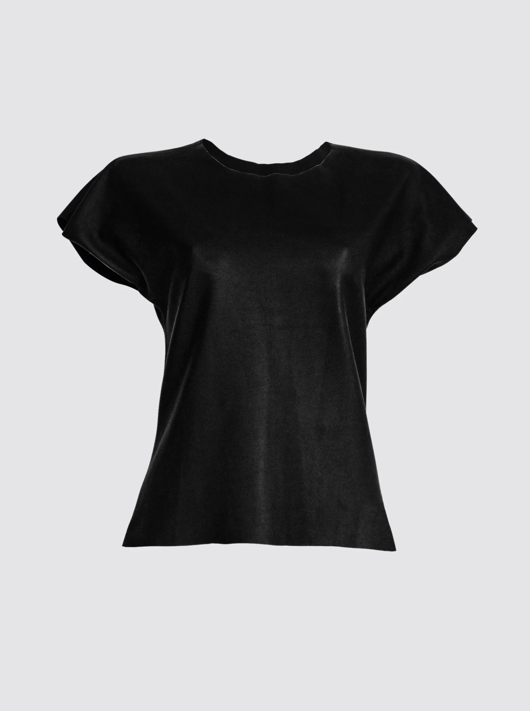 ZOLA LEATHER TEE - BLACK